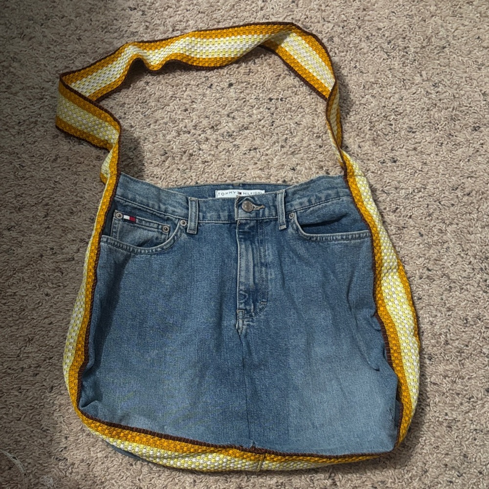 Vintage upcycled Tommy Hilfiger jeans tote bag